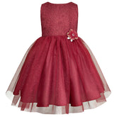 Vestido de Fiesta Color Vino para Niña con Tul y Flores | Gerat